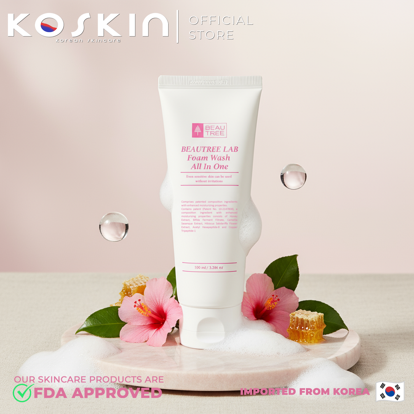 100mL Beautree Lab Gentle All-In-One Facial Foam Wash