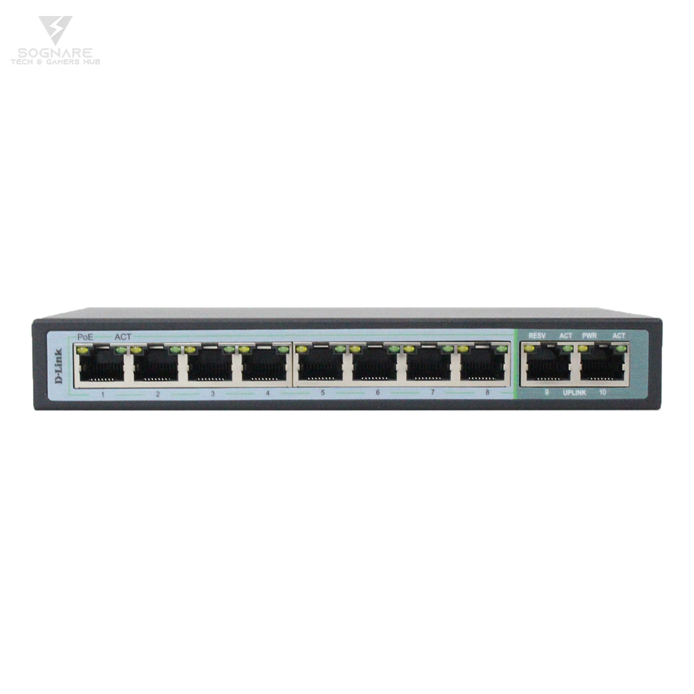 D-Link DGS-F1010P-E 8Port 10/100/1000 Mbps PoE+ with Auto-sensing, Auto - MDI - X