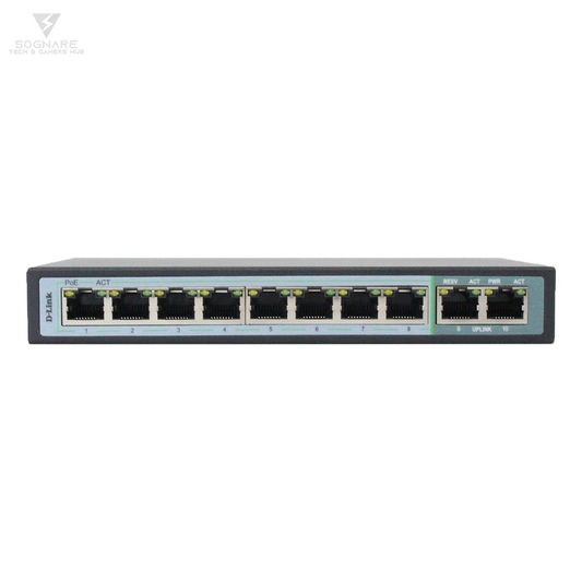 D-Link DGS-F1010P-E 8Port 10/100/1000 Mbps PoE+ with Auto-sensing, Auto - MDI - X