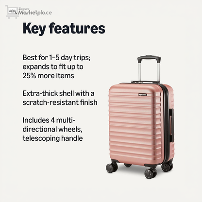 Amazon Basics 21" Hardside Carry-On Luggage with Multi-directional Wheels