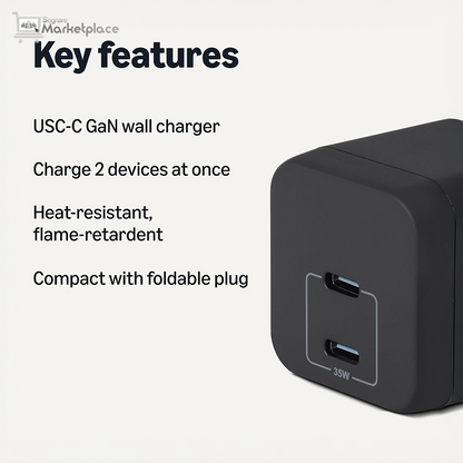 Amazon Basics 35W Fast Charging USB-C Nano GaN Wall Charger