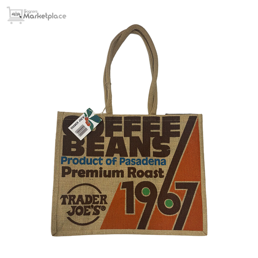 Trader Joe's Coffee Beans Jute Tote Bag- Original from U.S